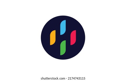 H Logotipo. Logotipo de espacio negativo de la letra H en la plantilla de vector de círculo