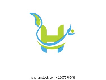 H Logo Linked Swoosh Modern Clean Environment Vector