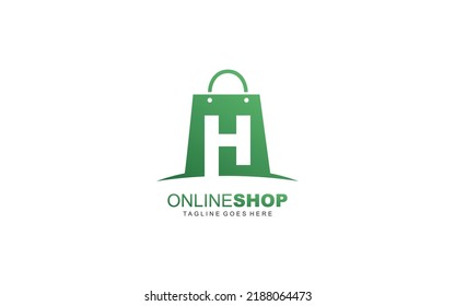 H logo online shop for branding company. BAG template vector illustration for your brand.