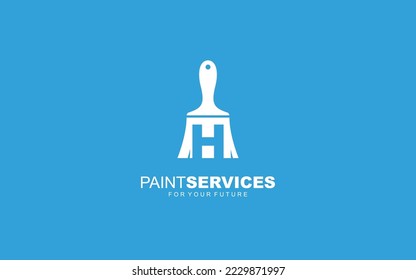 Pincel de pintura con logotipo H para identidad. ilustración vectorial de plantilla de construcción para su marca.