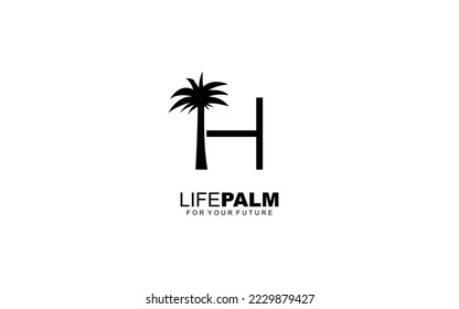 H logo PALM for identity. tree template vector illustration for your brand.