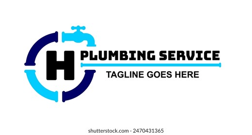 H logo plumbing. plumber logo template, icon and vector, logo for business. Plumbing service vector illustration. Toilet or pipe reparation icon. technology. abstract. modern