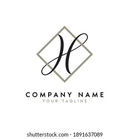 H logo script with diamond frame