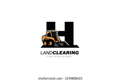 h logo Vector de la camioneta Skid para la empresa de construcción. Ilustración vectorial de la plantilla de equipo pesado para su marca.