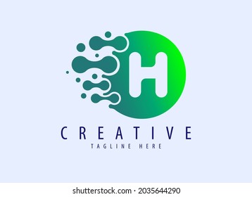 H logo, template design, letter H with light yellow and dark green gradient pattern