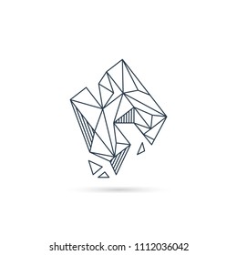 h logo template gem texture monoline vector graphic design