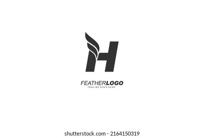 H logo wing for identity. feather template vector illustration for your brand.