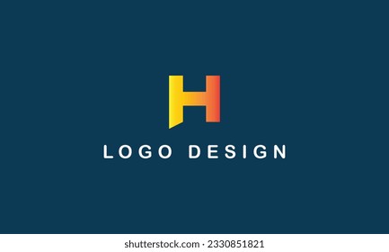 H logo yellow red gradient concept creative simple logo with blue background