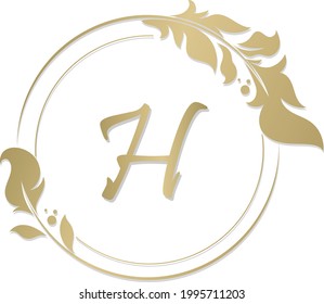 Logotipo H.Letra .Resumen del Vector de diseño H en colores dorados.