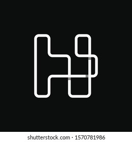 H  Logotype Connecting Monoline Outline Black Logo Corporate 