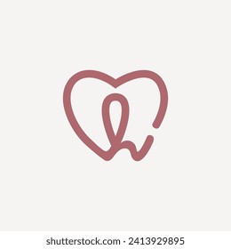 Vector de línea con logotipo de amor H. Letra H Combinar Con El Diseño De Logotipo Simple De Un Icono De Amor.