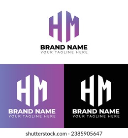Logotipo de polígono de letras dobles H M, diseño de logotipo de dos letras H M, plantilla de diseño de logotipo de vector creativo minimalista