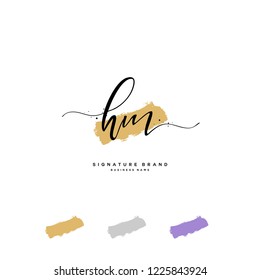 H M HM Initial letter handwriting and  signature logo.