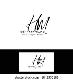  H M HM Initial letter handwriting and signature logo. Beauty vector initial logo .Fashion, boutique, floral and botanical
