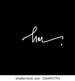 h m hhm letra inicial manuscrita y logotipo de la firma
