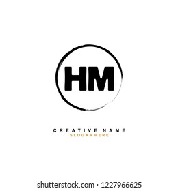 H M HM Initial logo template vector