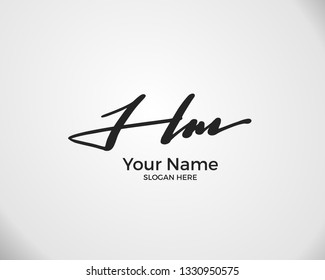 H M HM initial logo signature vector. Handwriting concept logo.
