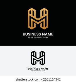 H M HM MH Letter Monogram Initial Logo Design Template. Suitable for General Sports Fitness Construction Finance Company Business Corporate Shop Apparel in Simple Modern Style Logo Design.