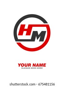 H M initial circle logo template vector