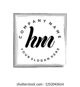 H M Initial handwriting logo vector
