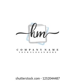 H M Initial handwriting logo vector