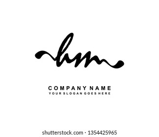 H M Initial Handwriting Logo Template