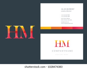 H & M joint logo multi color letter design with business card template