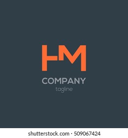 H & M Letter logo design template
