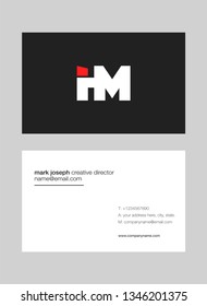 H M letters Joint logo icon with business card vector template.