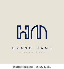 H and M logo design. HM abstract Letters Logo Monogram. This logo design is the process of creating a visual symbol that represents a brand, company, or individual.