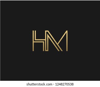 H M Unique Minimal Style golden and black color initial based logo