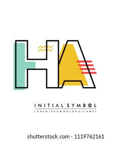 H A Memphis letter style, initial logo template vector full color.