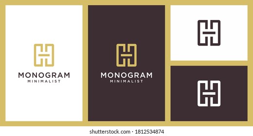 h minimalist monogram logo template