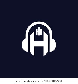H modern logo design, vector, h and headphone combine, abstract icon,  letter design