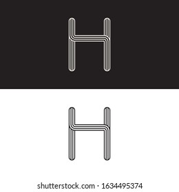 H Modern Minimal Mutiple Line Art Logo Sign Symbol Alphabet. Design Vector Graphic EPS10