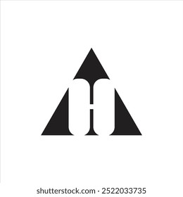 H forma negativa triangular única moderna de la letra, H monograma logotipo plano.