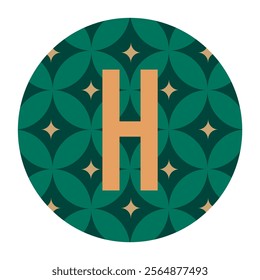An H monogram enriched with a green flower pattern and golden star highlights. A versatile design suitable for logos, packaging, or premium business presentations.