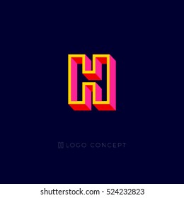 H monogram. H letter. 3D colorful logo on the dark  background.