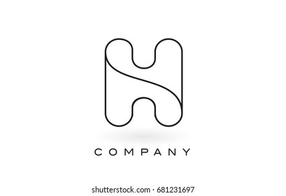 H Monogram Letter Logo With Thin Black Monogram Outline Contour. Modern Trendy Letter Design Vector Illustration.