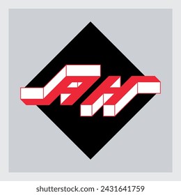 A y H - Monograma o logotipo. AH - código de 2 letras. Fuente isométrica 3d para el diseño. Letras en tres dimensiones.
