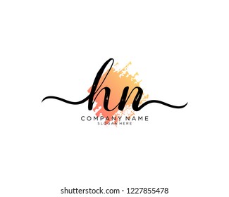 H N Initial handwriting logo vector