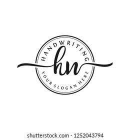 H N Initial handwriting logo vector