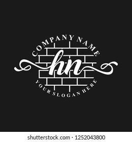 H N Initial handwriting logo vector