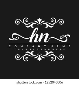 H N Initial handwriting logo vector