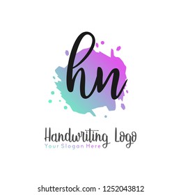 H N Initial handwriting logo vector
