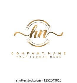 H N Initial handwriting logo vector