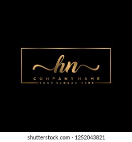 H N Initial handwriting logo vector