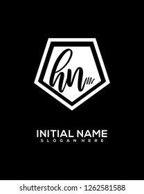 H N Initial Handwriting Logo Template Vector