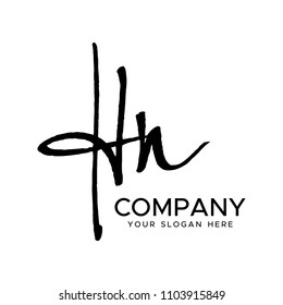 H N Initial Letter handwriting logo vector. Hand lettering for designs