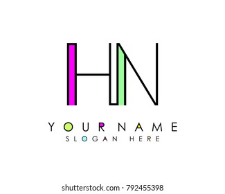 H & N initial minimalist logo template vector